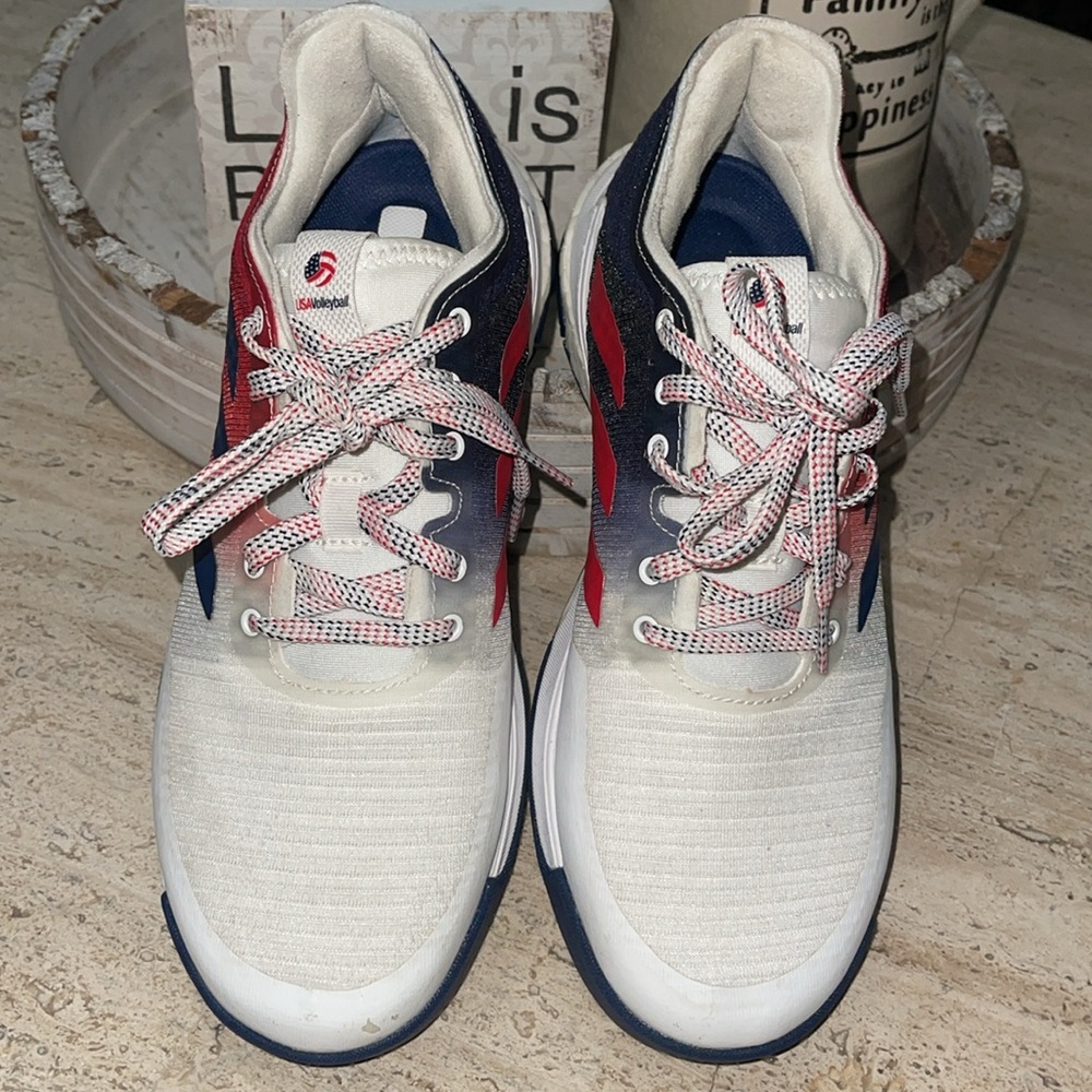 ADIDAS Crazyflight Team Collegiate Red Navy USA Volleyball sneakers Sz 7.5 EUC - Picture 5 of 17